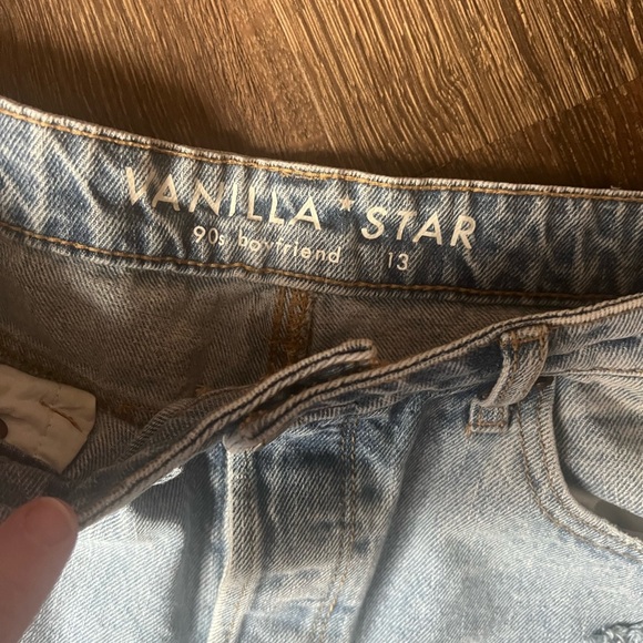 Vanilla Star 90s Boyfriend Jeans size 13 Distressed Ripped Denim hand painted - Picture 5 of 6